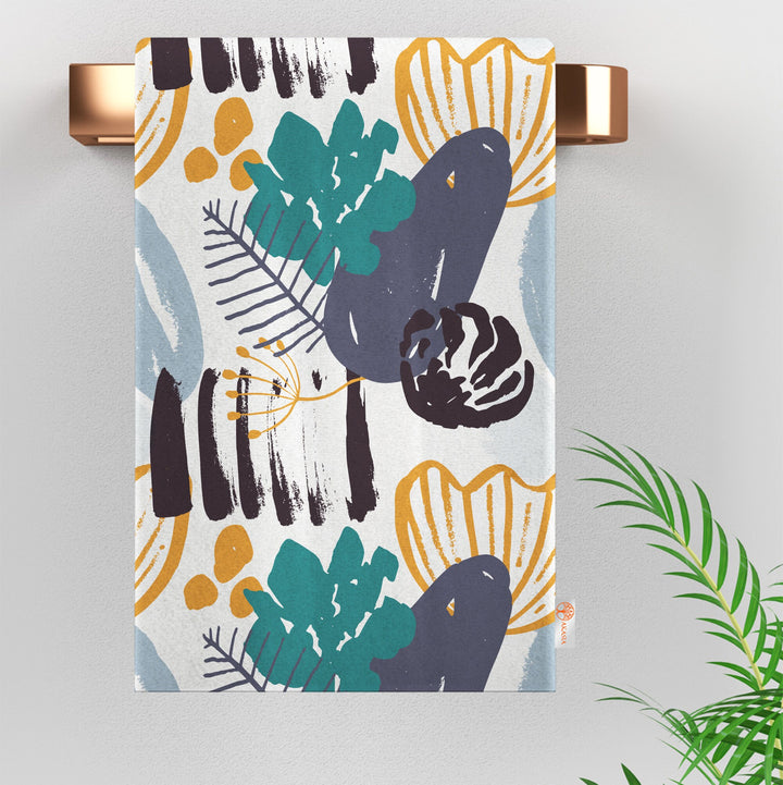 Abstract Tea Towel|Boho Hand Towel|Rustic Dish Cloth|Eco-Friendly Modern Towel|Abstract Leaf Dishcloth|Gift For Her|Soft Cleaning Cloth