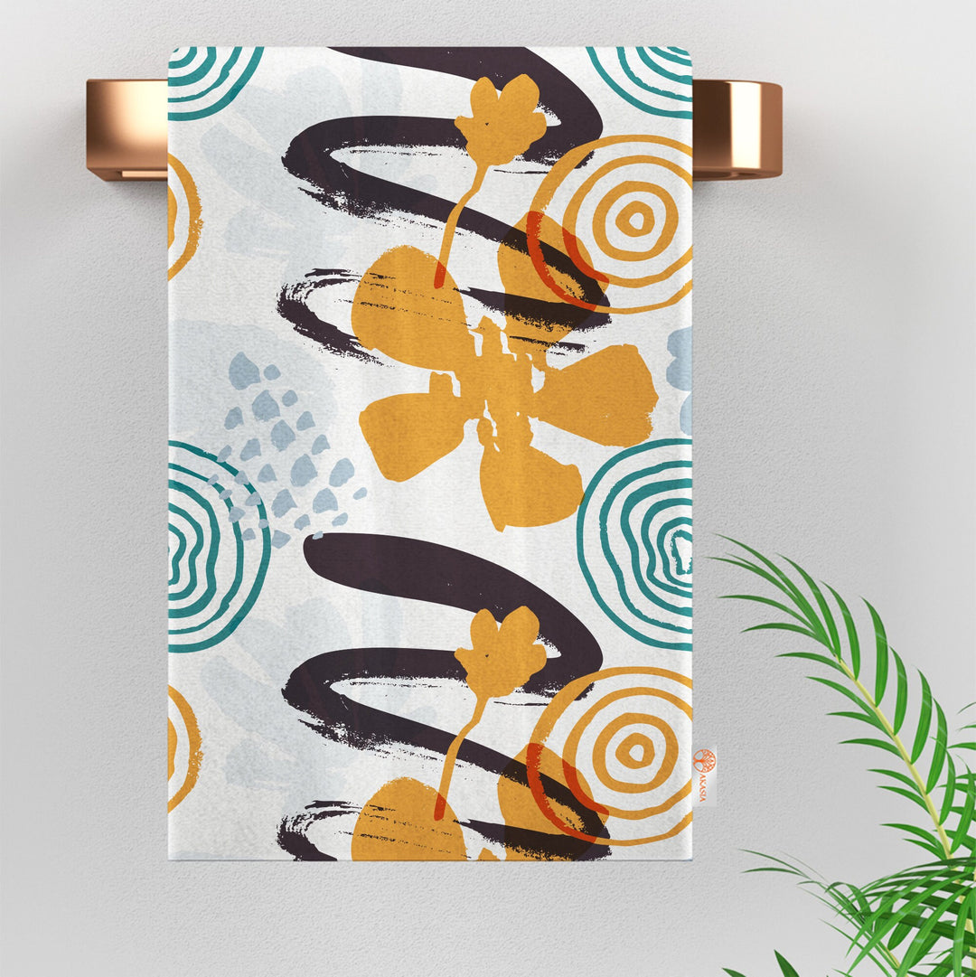 Abstract Tea Towel|Boho Hand Towel|Rustic Dish Cloth|Eco-Friendly Modern Towel|Abstract Leaf Dishcloth|Gift For Her|Soft Cleaning Cloth