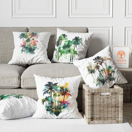 Palm Tree Pillow Cover|Tropical Cushion Case|Decorative Pillowtop|Boho Bedding Decor|Plant Pillowcase|Outdoor Cushion Case|Sofa Throw Pillow