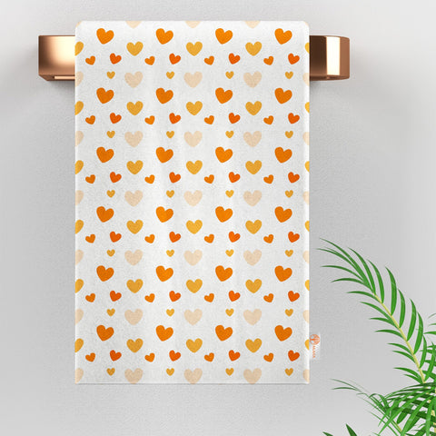 Orange Tea Towel|Heart Print Rag|Fresh Citrus Towel|Floral Hand Towel|Cleaning Cloth|Dust Remover|Cost-Effective Rag|Farmhouse Dishcloth