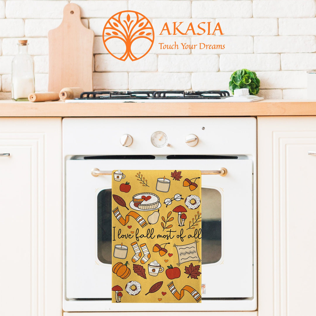 Fall Trend Tea Towel|Autumn Hand Towel|Pumpkin Dishcloth|Thanksgiving Towel|Kitchen Cleaning Cloth|Dust Remover|Cost-Effective Rag