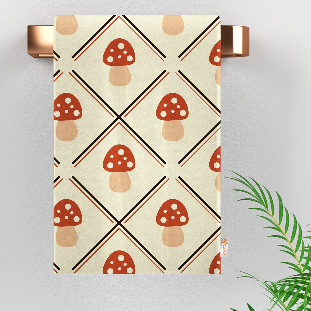 16x24 Fall Tea Towel|Mushroom Dishcloth|Dry Leaf Hand Towel|Autumn Towel|Kitchen Cleaning Cloth|Dust Remover|Cost-Effective Rag