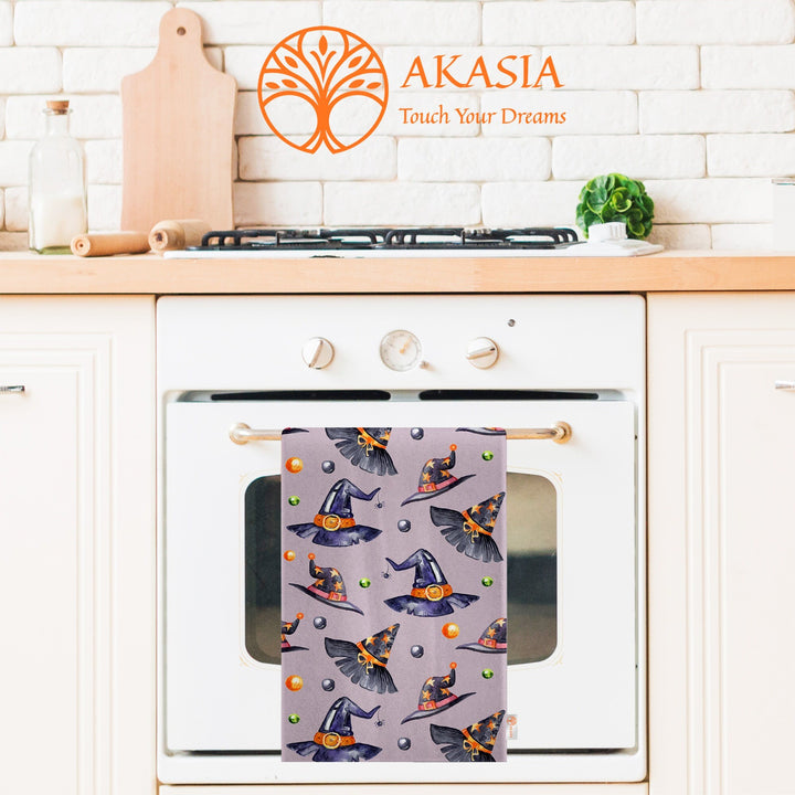 16x24 Halloween Tea Towel|Carved Pumpkin Dish Towel|Witch Hat Spider Web Print Rag|Scary Dishcloth|Autumn Dust Remover and Cleaning Cloth