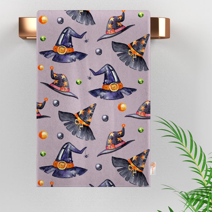 16x24 Halloween Tea Towel|Carved Pumpkin Dish Towel|Witch Hat Spider Web Print Rag|Scary Dishcloth|Autumn Dust Remover and Cleaning Cloth