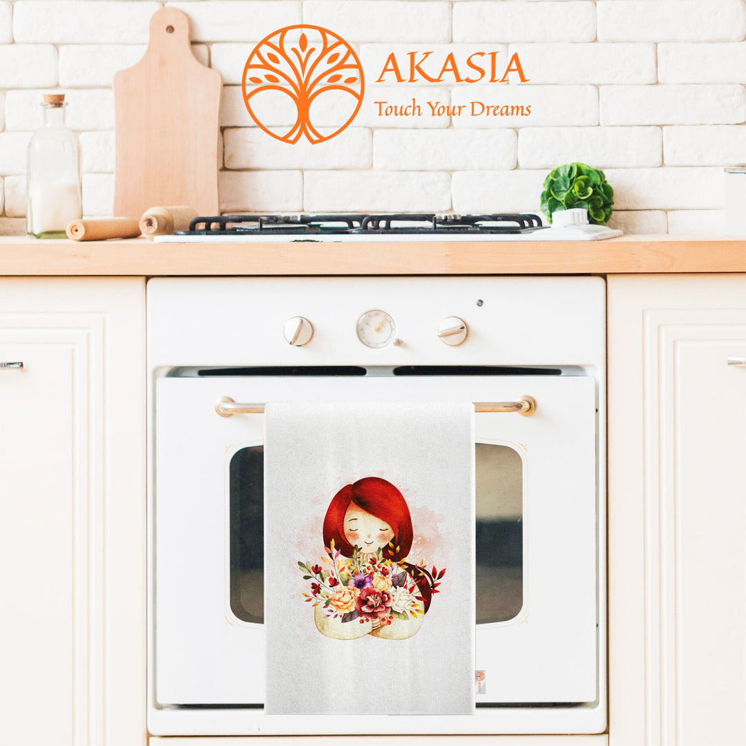 16x24 Fall Tea Towel|Cute Girl Dishcloth|Dry Leaf Hand Towel|Autumn Towel|Kitchen Cleaning Cloth|Dust Remover|Cost-Effective Rag