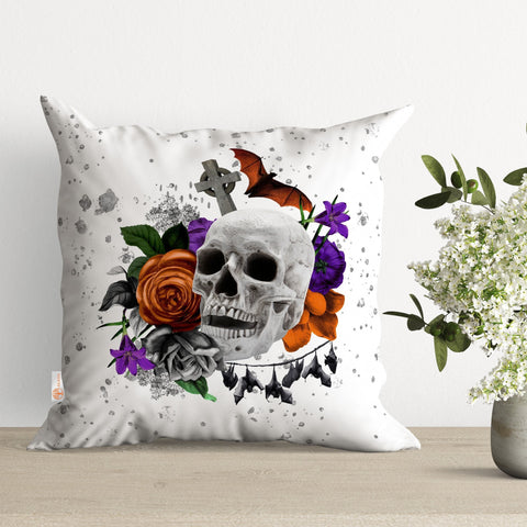Halloween Pillow Cover|Carved Pumpkin Decor|Skull Pillow Case|Scary Pillowcase|Floral Fall Cushion Case|Outdoor Cushion Cover