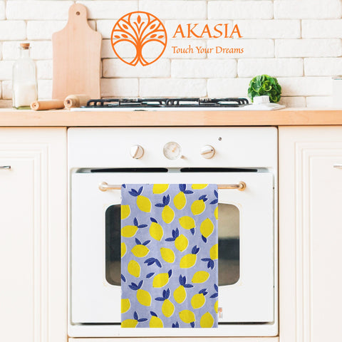 Lemon Hand Towel|Lemon Print Rag|Fresh Citrus Towel|Floral Tea Towel|Cleaning Cloth|Dust Remover|Cost-Effective Rag|Farmhouse Dishcloth