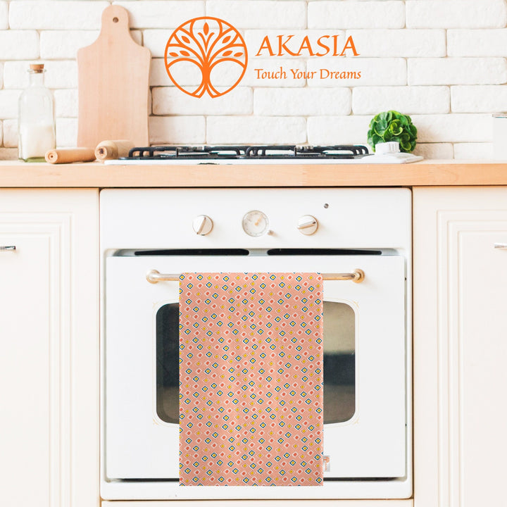 Abstract Cactus Hand Towel|Striped Tea Towel|Boho Dish Cloth|Eco-Friendly Geometric Towel|Succulent Dishcloth|Gift For Her|Cleaning Cloth