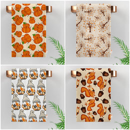 16x24 Fall Trend Tea Towel|Pumpkin Dishcloth|Gnome Hand Towel|Squirrel Towel|Kitchen Cleaning Cloth|Dust Remover|Cost-Effective Rag