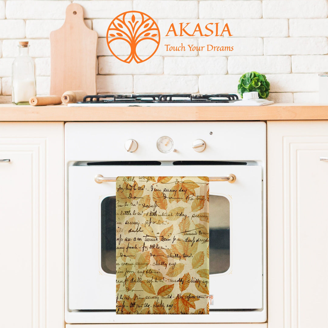 16x24 Fall Tea Towel|Pumpkin Dishcloth|Dry Leaf Hand Towel|Autumn Towel|Kitchen Cleaning Cloth|Dust Remover|Cost-Effective Rag