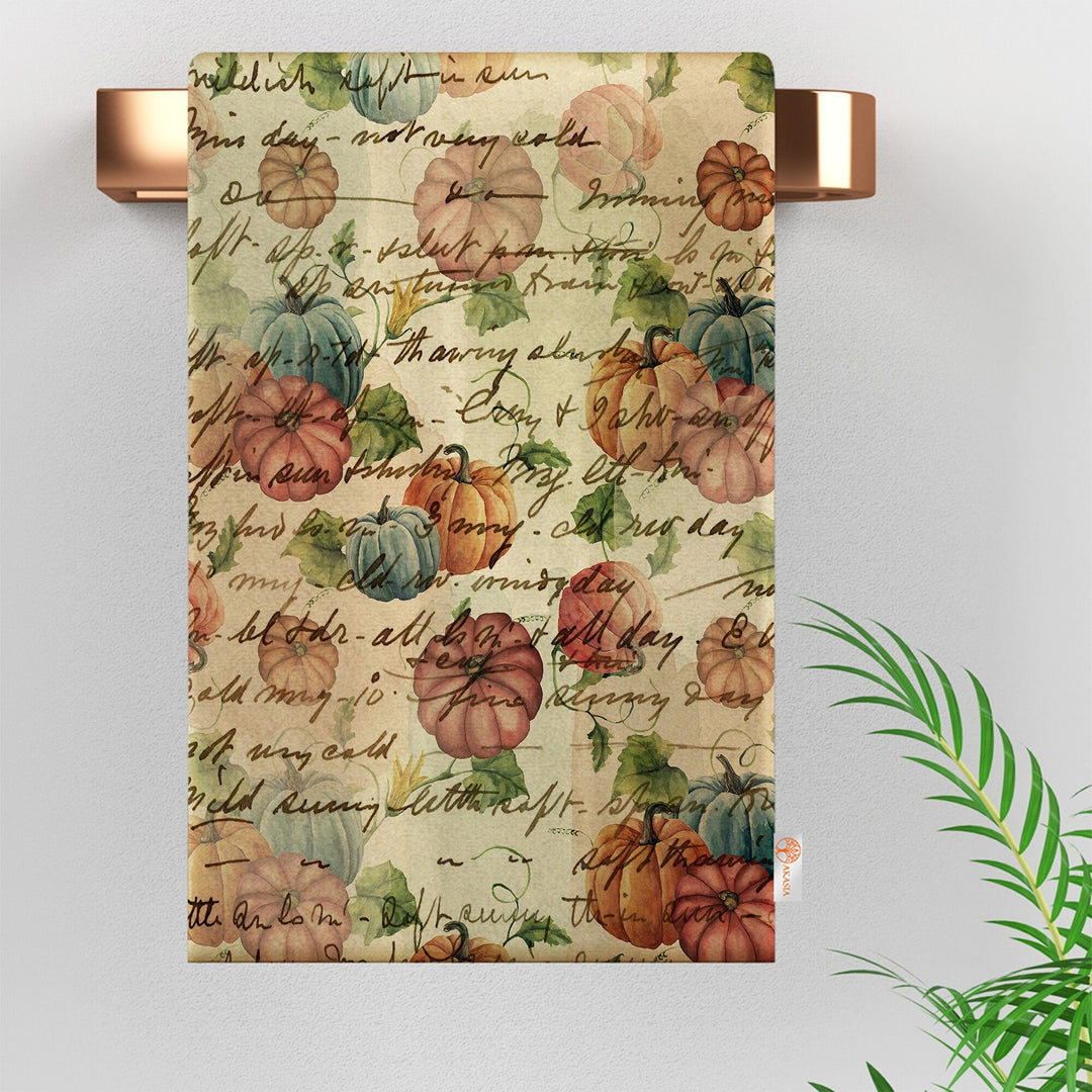 16x24 Fall Tea Towel|Pumpkin Dishcloth|Dry Leaf Hand Towel|Autumn Towel|Kitchen Cleaning Cloth|Dust Remover|Cost-Effective Rag