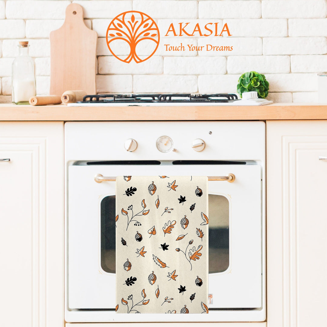 16x24 Fall Tea Towel|Pumpkin Dishcloth|Orange Hand Towel|Autumn Towel|Floral Cleaning Cloth|Dust Remover|Cost-Effective Rag