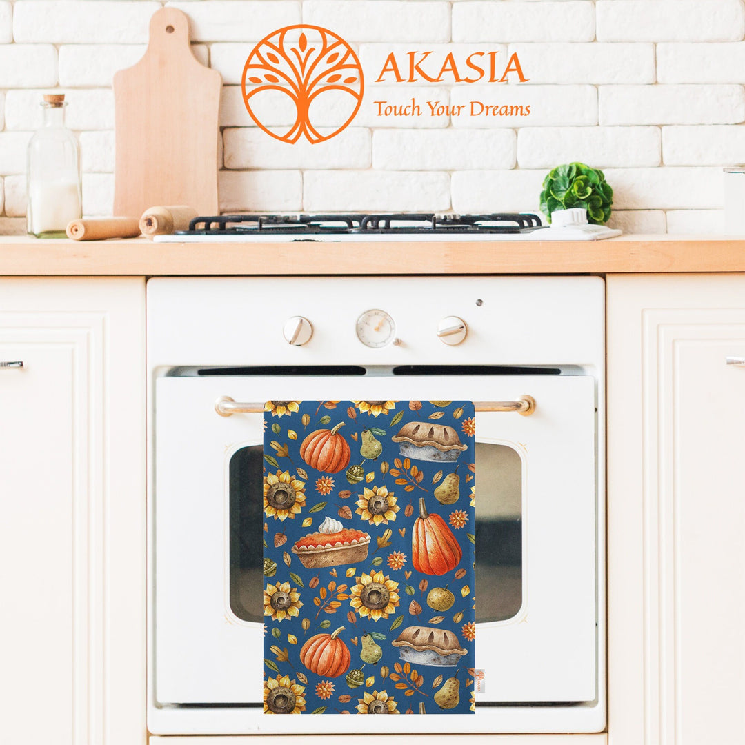 16x24 Fall Tea Towel|Pumpkin Dishcloth|Orange Hand Towel|Autumn Towel|Floral Cleaning Cloth|Dust Remover|Cost-Effective Rag