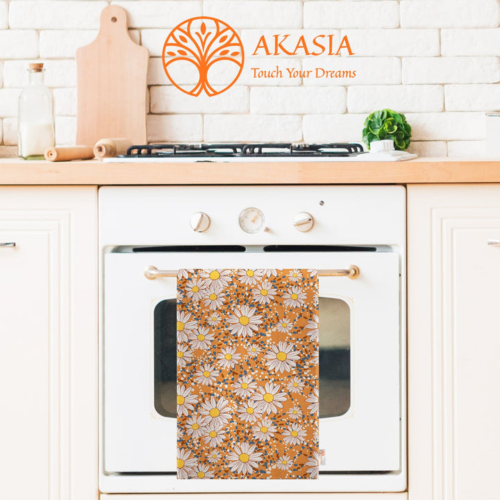 16x24 Fall Tea Towel|Pumpkin Dishcloth|Orange Hand Towel|Autumn Towel|Floral Cleaning Cloth|Dust Remover|Cost-Effective Rag