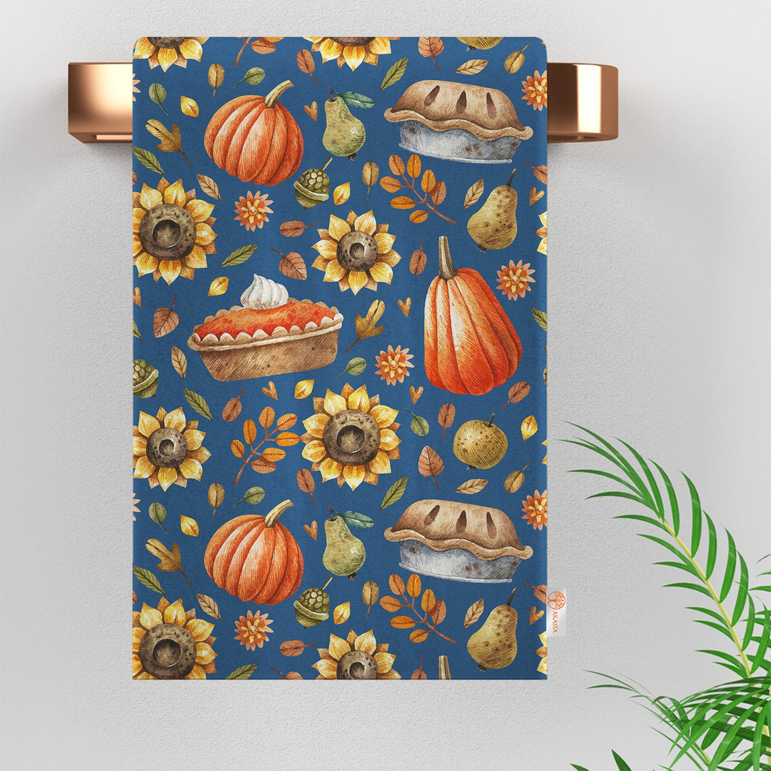 16x24 Fall Tea Towel|Pumpkin Dishcloth|Orange Hand Towel|Autumn Towel|Floral Cleaning Cloth|Dust Remover|Cost-Effective Rag