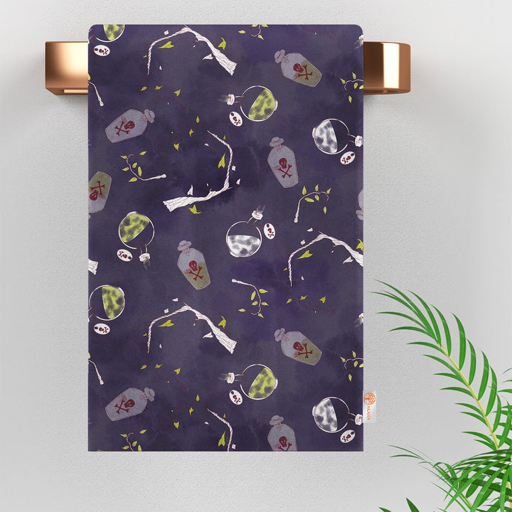 16x24 Halloween Tea Towel|Carved Pumpkin Dish Towel|Witch Hat Spider Web Print Rag|Scary Dishcloth|Autumn Dust Remover and Cleaning Cloth