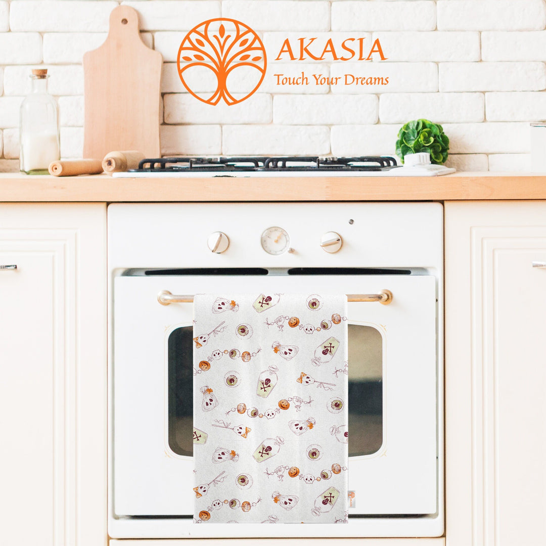 16x24 Halloween Tea Towel|Boo Print Towel|Black Cat Dish Towel|Witch Hat Print Rag|Scary Dishcloth|Autumn Dust Remover and Cleaning Cloth