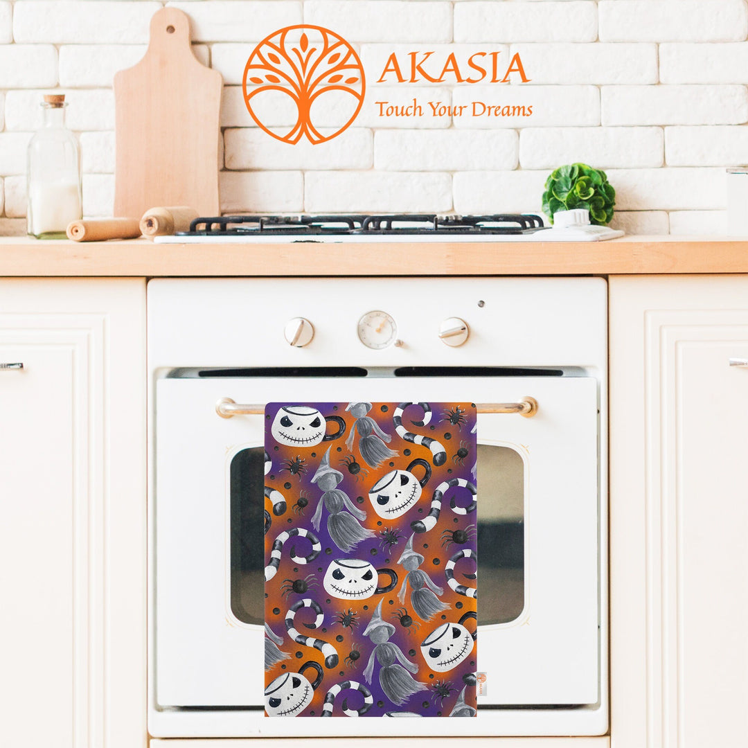 16x24 Halloween Tea Towel|Boo Print Towel|Black Cat Dish Towel|Witch Hat Print Rag|Scary Dishcloth|Autumn Dust Remover and Cleaning Cloth