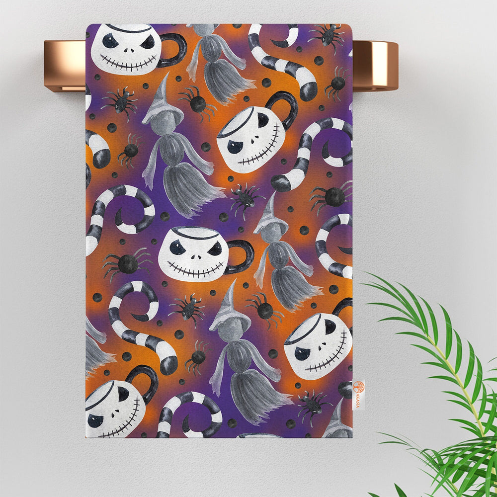 16x24 Halloween Tea Towel|Boo Print Towel|Black Cat Dish Towel|Witch Hat Print Rag|Scary Dishcloth|Autumn Dust Remover and Cleaning Cloth