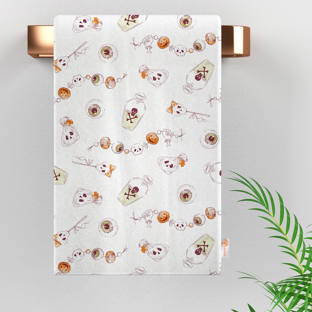 16x24 Halloween Tea Towel|Boo Print Towel|Black Cat Dish Towel|Witch Hat Print Rag|Scary Dishcloth|Autumn Dust Remover and Cleaning Cloth