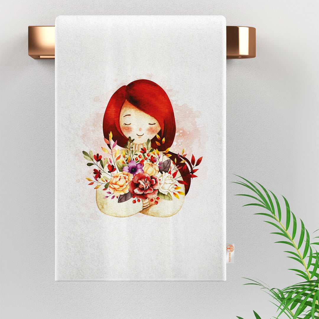 16x24 Fall Tea Towel|Cute Girl Dishcloth|Dry Leaf Hand Towel|Autumn Towel|Kitchen Cleaning Cloth|Dust Remover|Cost-Effective Rag