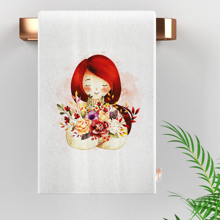 16x24 Fall Tea Towel|Cute Girl Dishcloth|Dry Leaf Hand Towel|Autumn Towel|Kitchen Cleaning Cloth|Dust Remover|Cost-Effective Rag