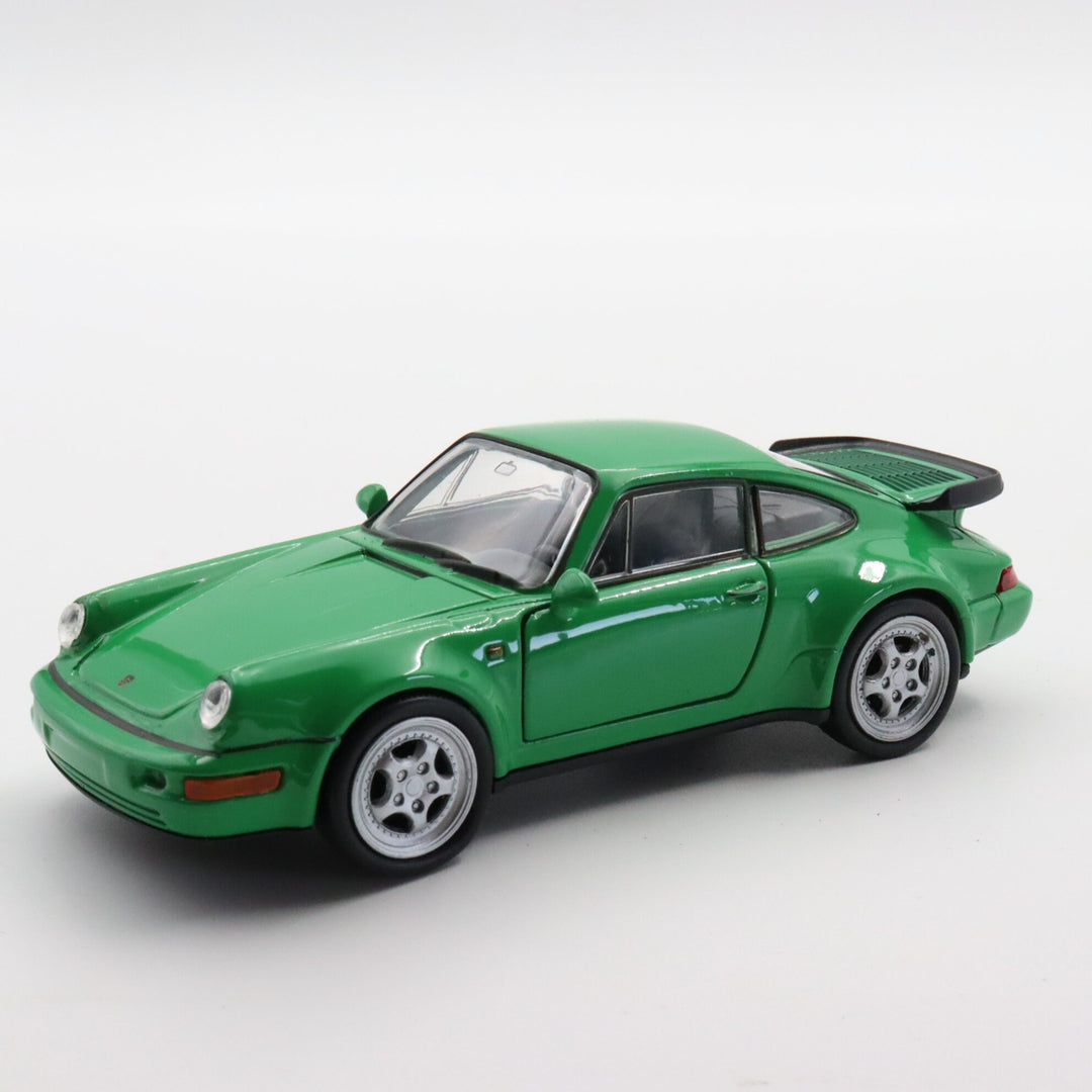 Welly Porsche 911 Turbo Model Car|Diecast Green Car for Collectors|Classic Two Door Car|Pull Back Car Toy for Boys|Coupe Metal Car for Dad