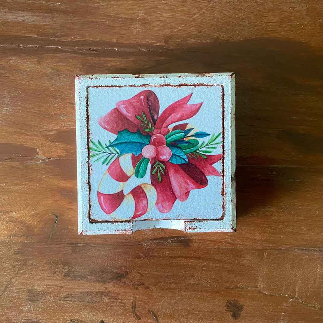 Festive New Year's Drink Coasters Set of 6|Christmas Ornaments Wood Coasters|Rustic Mug Rugs|Holiday Drink Mats|Stylish Gift For Mom Teacher