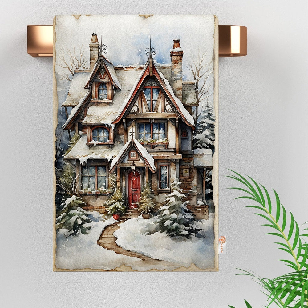 16x24 Xmas Towel|Cute Girl Print Tea Towel|Christmas Dishcloth|Winter Hand Towel|Floral Tea Towel|Kitchen Cleaning Cloth|Dust Remover