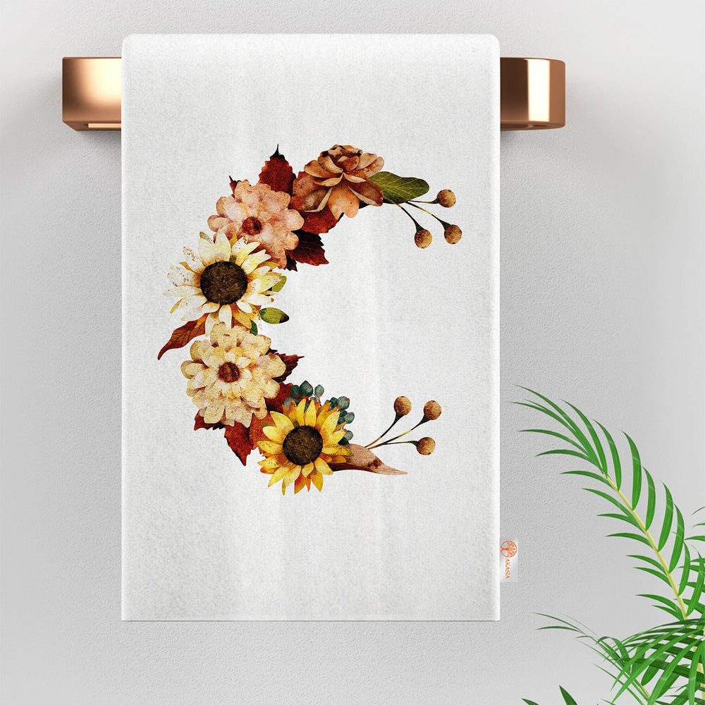 Fall Hand Towel|Sunflower Dishcloth|Autumn Tea Towel|Leaf Dust Remover|Dry Leaf Kitchen Towel|Floral Dish Cloth|Boho Cleaning Cloth