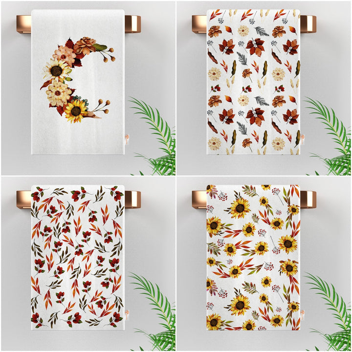 Fall Hand Towel|Sunflower Dishcloth|Autumn Tea Towel|Leaf Dust Remover|Dry Leaf Kitchen Towel|Floral Dish Cloth|Boho Cleaning Cloth