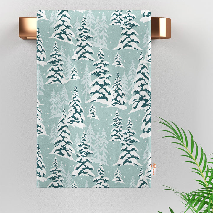 Snow Dish Cloth|Pine Tree Kitchen Towel|Deer Dishcloth|Winter Cleaning Cloth|Seasonal Tea Towel|Snowflake Reusable TowelSnowflake Hand Towel