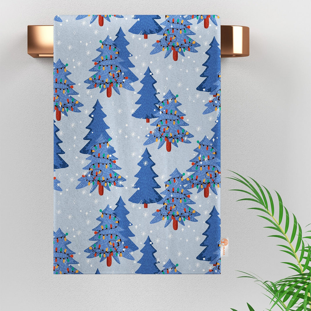 Snow Dish Cloth|Pine Tree Kitchen Towel|Deer Dishcloth|Winter Cleaning Cloth|Seasonal Tea Towel|Snowflake Reusable TowelSnowflake Hand Towel