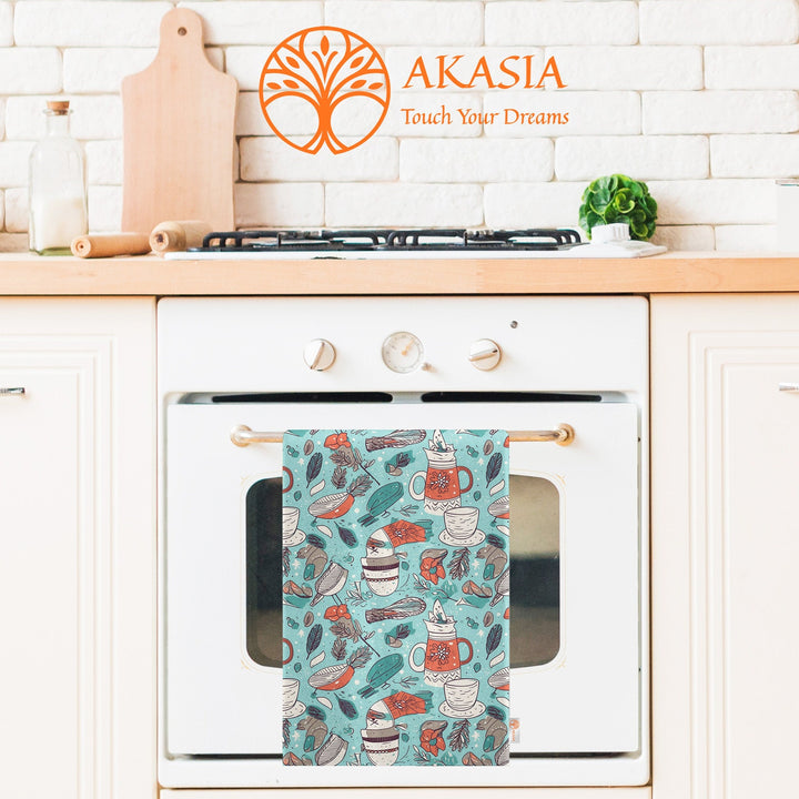 16x24 Dish Cloth|Seasonal Dishcloth|Xmas Kitchen Towel|Boho Tea Towel|Cozy Reusable Towel|Leaf Cleaning Cloth|Winter Hand Towel