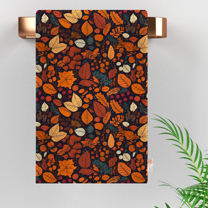 16x24 Dish Cloth|Seasonal Dishcloth|Xmas Kitchen Towel|Boho Tea Towel|Cozy Reusable Towel|Leaf Cleaning Cloth|Winter Hand Towel