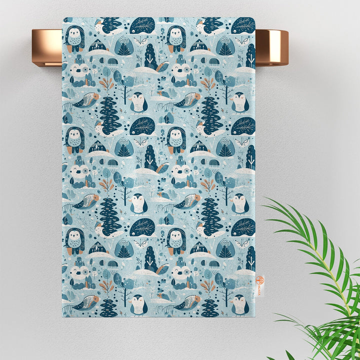 16x24 Dish Cloth|Seasonal Dishcloth|Xmas Kitchen Towel|Boho Tea Towel|Cozy Reusable Towel|Leaf Cleaning Cloth|Winter Hand Towel