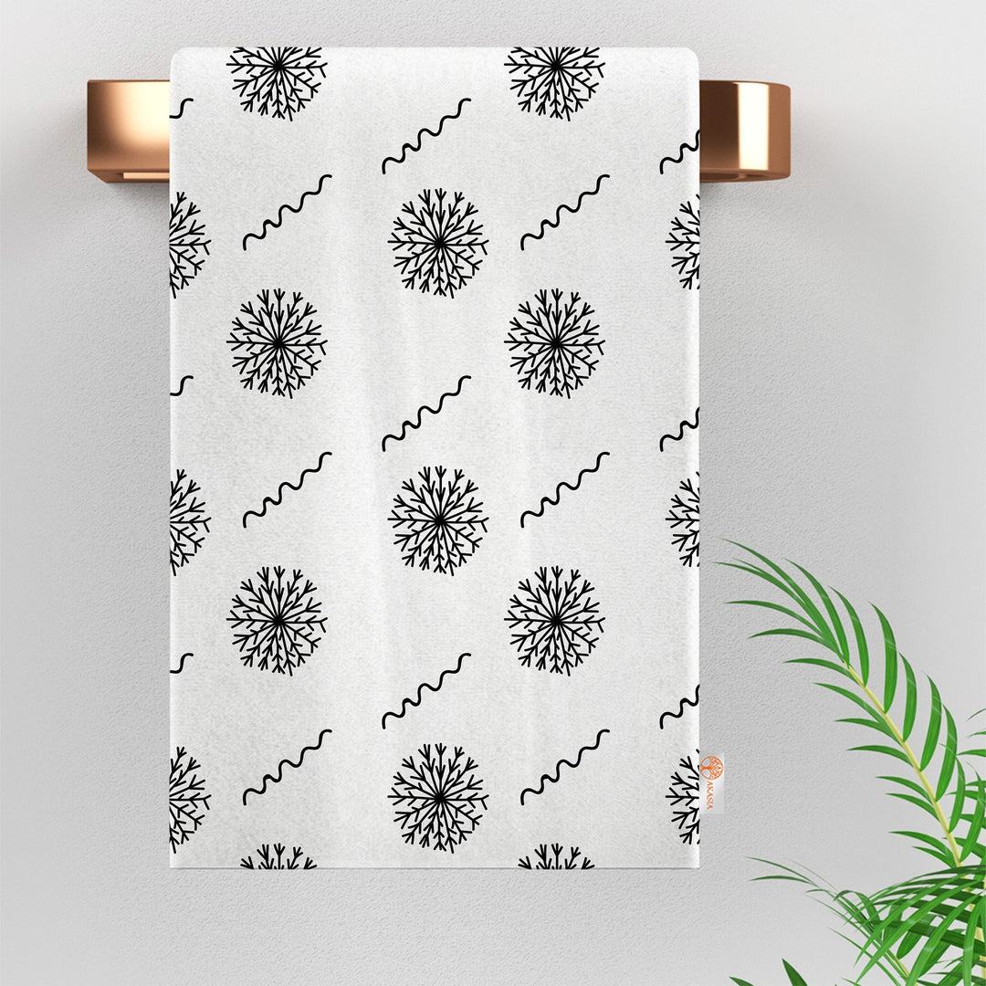 Winter Tea Towel|16x24 Cleaning Cloth|Snowflake Dish Cloth|Geometric Hand Towel|Xmas Reusable Towel|Winter Dishcloth|Cozy Kitchen Towel