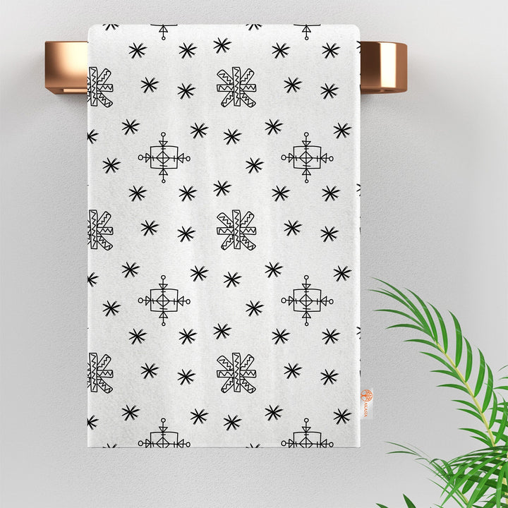 Winter Tea Towel|16x24 Cleaning Cloth|Snowflake Dish Cloth|Geometric Hand Towel|Xmas Reusable Towel|Winter Dishcloth|Cozy Kitchen Towel