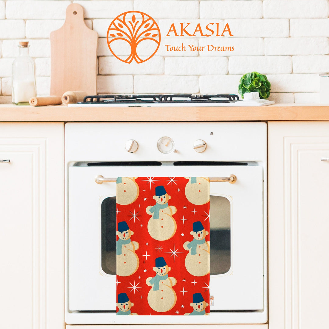 Snowman Cleaning Cloth|Xmas Tea Towel|16x24 Dish Cloth|Winter Reusable Towel|Snowflake Hand Towel|Candy Cane Dishcloth|Stylish Kitchen Towel
