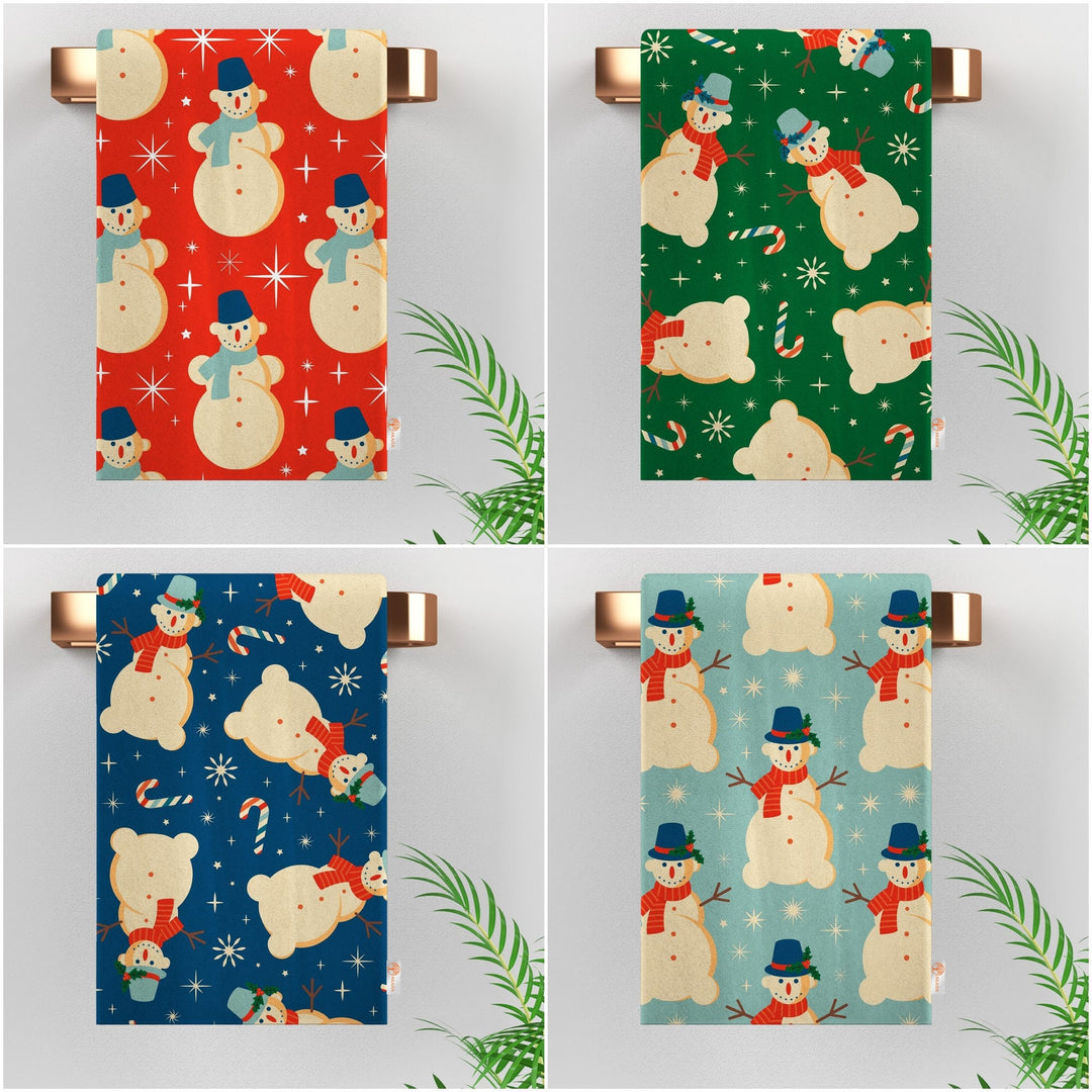 Snowman Cleaning Cloth|Xmas Tea Towel|16x24 Dish Cloth|Winter Reusable Towel|Snowflake Hand Towel|Candy Cane Dishcloth|Stylish Kitchen Towel