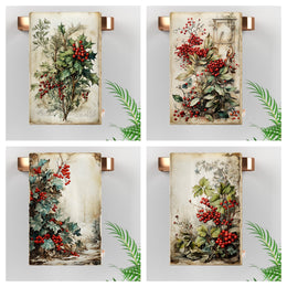 16x24 Xmas Design Towel|Christmas Dishcloth|Red Flower Hand Towel|Gift Kokina Towel|Kitchen Cleaning Cloth|Dust Remover|Cost-Effective Rag
