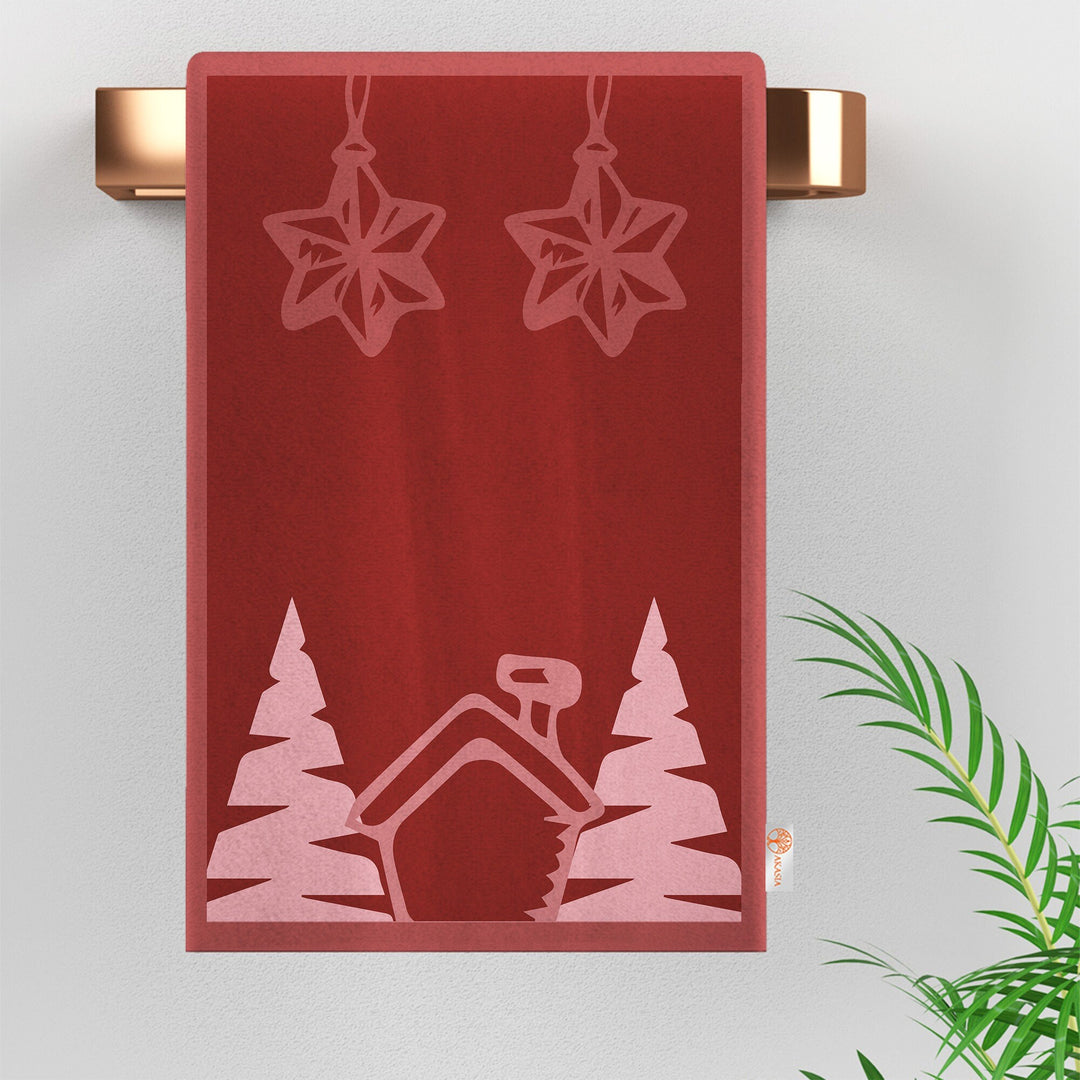 Pine Tree Dish Cloth|Cozy Reusable Towel|Xmas Deer Tea Towel|Xmas Cleaning Cloth|Winter Hand Towel|Stylish Kitchen Towel|16x24 Dishcloth