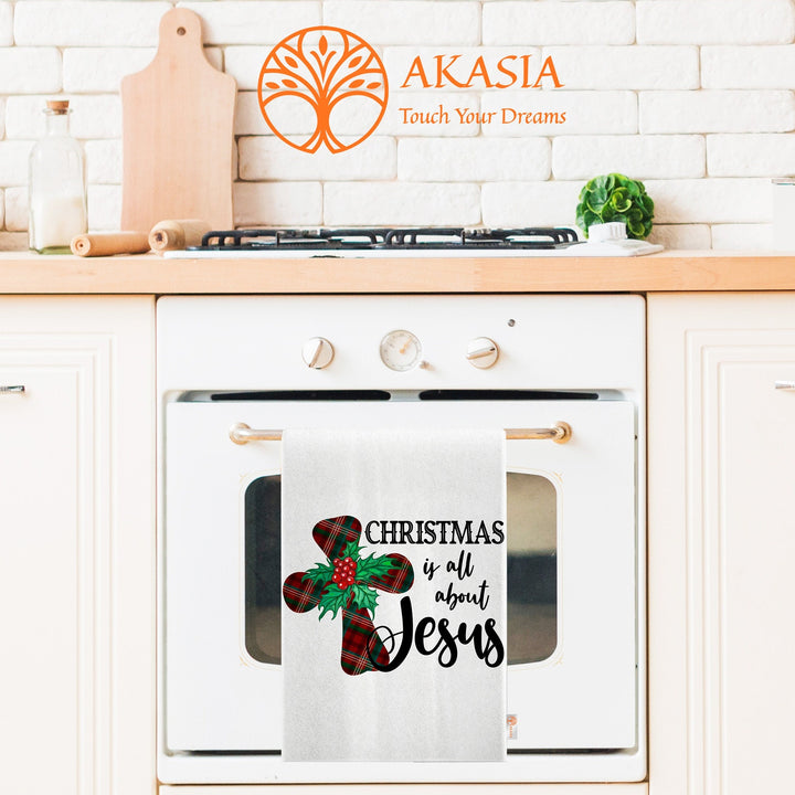 Christmas Hand Towel|Panda Cleaning Rag|Jesus Dish Cloth|Cookies Reusable Towel|Winter Tea Towel|Hot Chocolate Dishcloth|Xmas Kitchen Towel