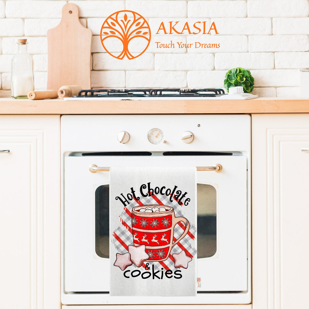Christmas Hand Towel|Panda Cleaning Rag|Jesus Dish Cloth|Cookies Reusable Towel|Winter Tea Towel|Hot Chocolate Dishcloth|Xmas Kitchen Towel