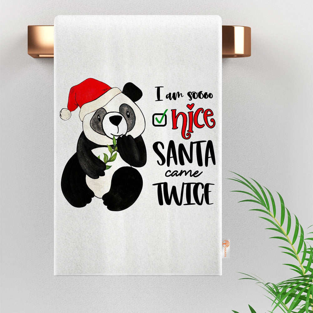 Christmas Hand Towel|Panda Cleaning Rag|Jesus Dish Cloth|Cookies Reusable Towel|Winter Tea Towel|Hot Chocolate Dishcloth|Xmas Kitchen Towel