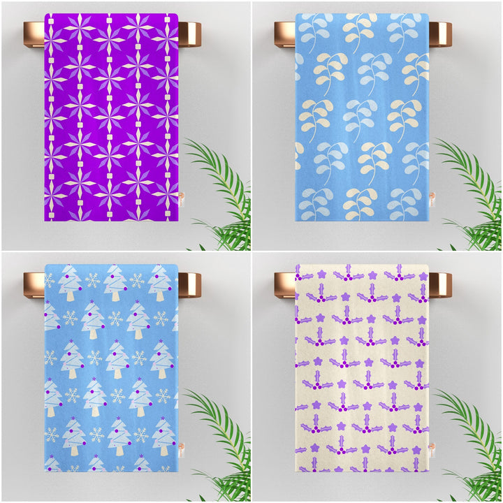 Winter Kitchen Towel|Geometric Tea Towel|Xmas Dishcloth|Snowflake Hand Towel|Christmas Print Rag|Berry Cleaning Rag|Pine Tree Dish Cloth