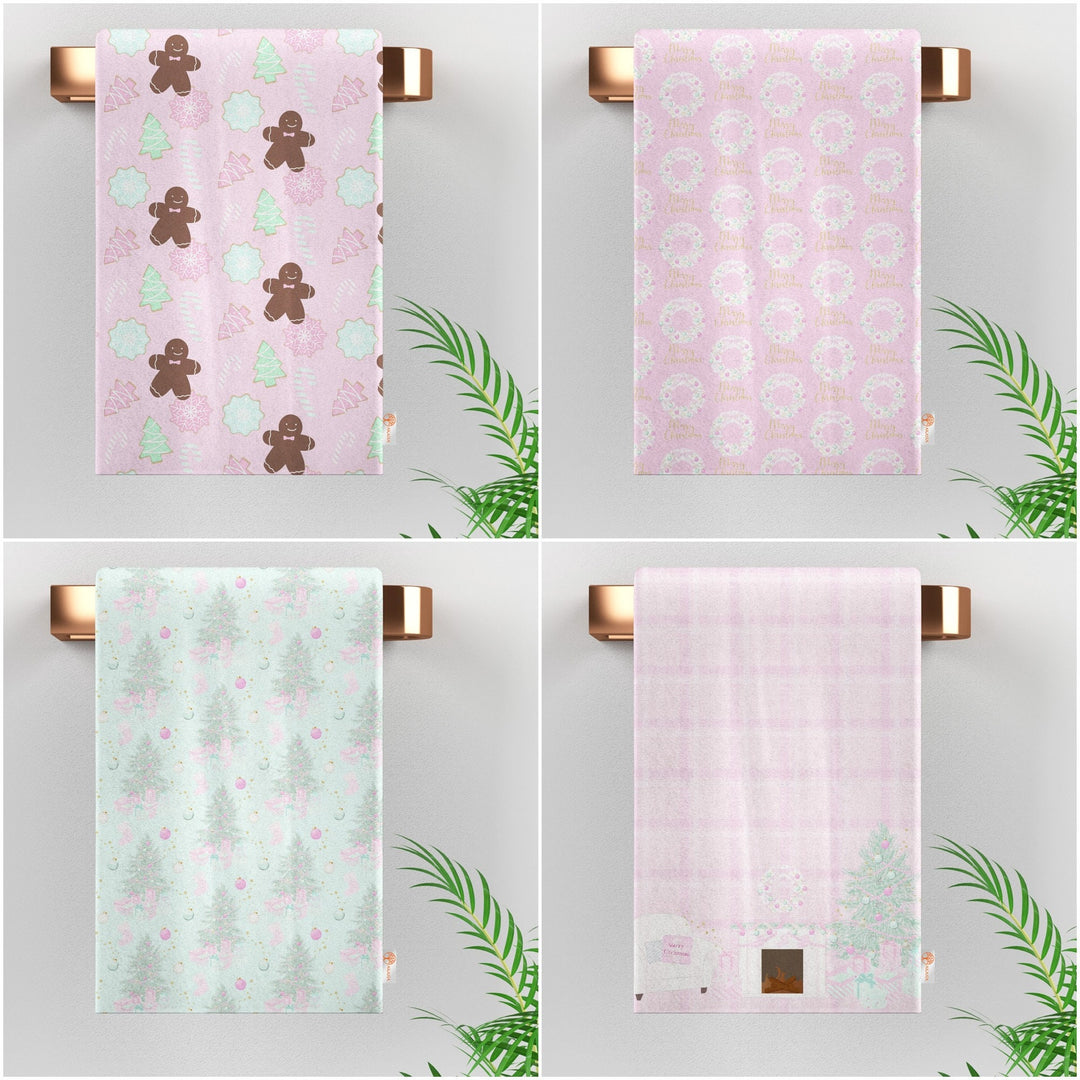 Xmas Cleaning Rag|Snowflake Hand Towel|Pale Color Kitchen Towel|Pine Tree Dish Cloth|Winter Dishcloth|Christmas Tea Towel|Candy Cane Rag