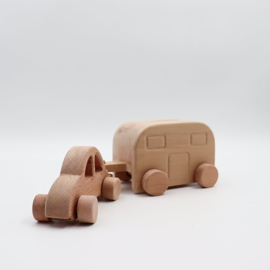 Wooden Caravan Piggy Bank|Wooden Handmade Coin Bank|Rustic Money Saving Duo|Money Box Car Toy for Kid|Baby Shower Gift|Xmas Gift