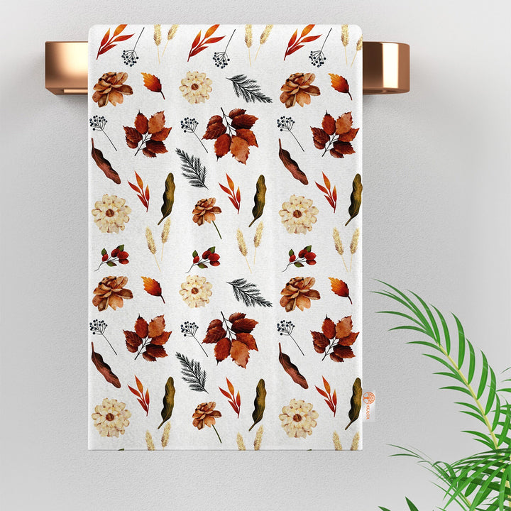 Fall Hand Towel|Sunflower Dishcloth|Autumn Tea Towel|Leaf Dust Remover|Dry Leaf Kitchen Towel|Floral Dish Cloth|Boho Cleaning Cloth