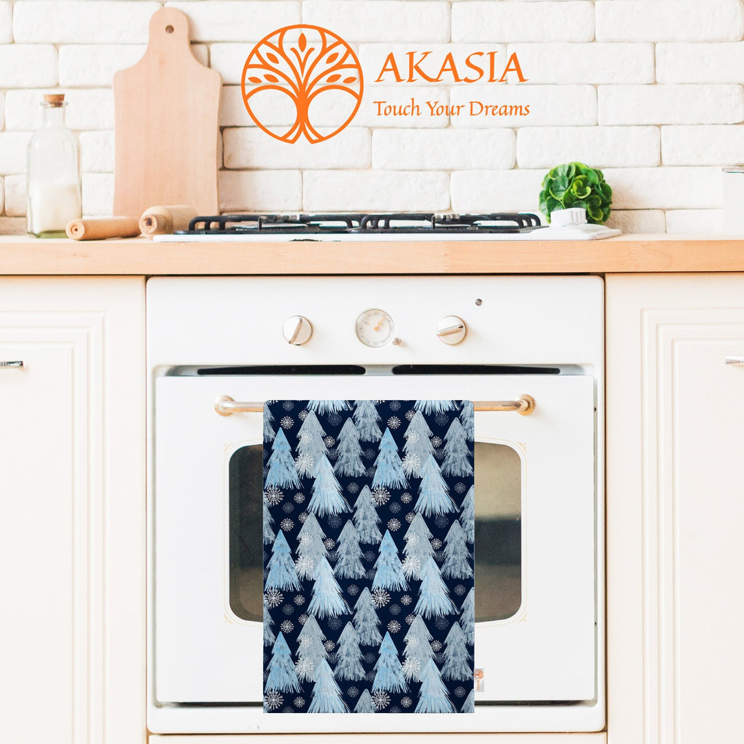Snow Dish Cloth|Pine Tree Kitchen Towel|Deer Dishcloth|Winter Cleaning Cloth|Seasonal Tea Towel|Snowflake Reusable TowelSnowflake Hand Towel